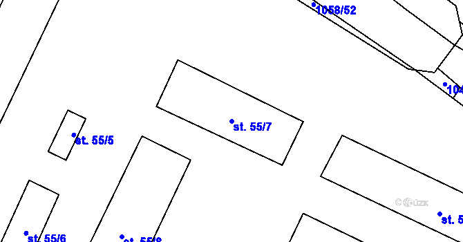 Parcela st. 55/7 v KÚ Chlebov, Katastrální mapa