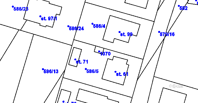 Parcela st. 72 v KÚ Chlebov, Katastrální mapa