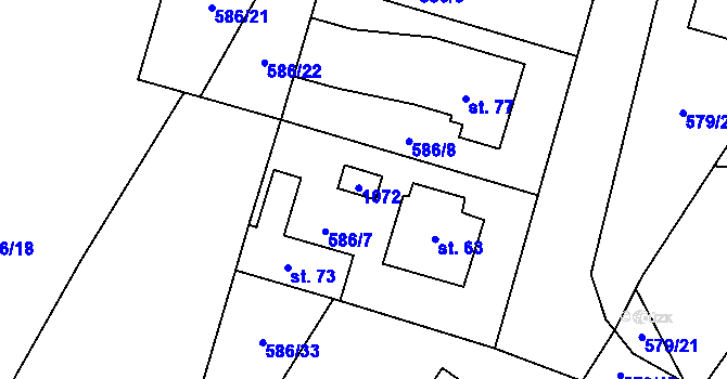 Parcela st. 74 v KÚ Chlebov, Katastrální mapa