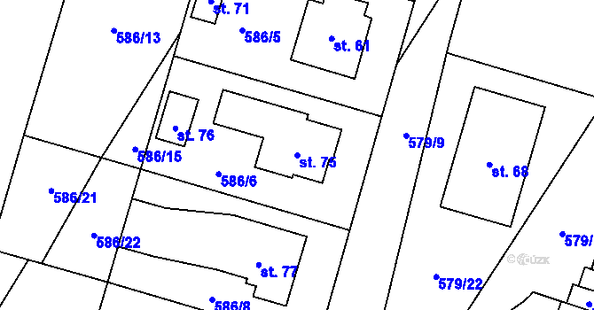 Parcela st. 75 v KÚ Chlebov, Katastrální mapa