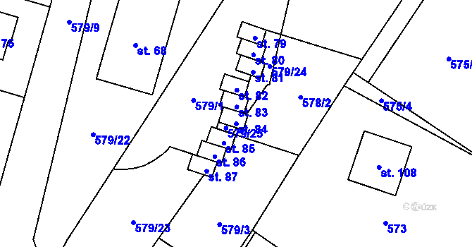 Parcela st. 84 v KÚ Chlebov, Katastrální mapa
