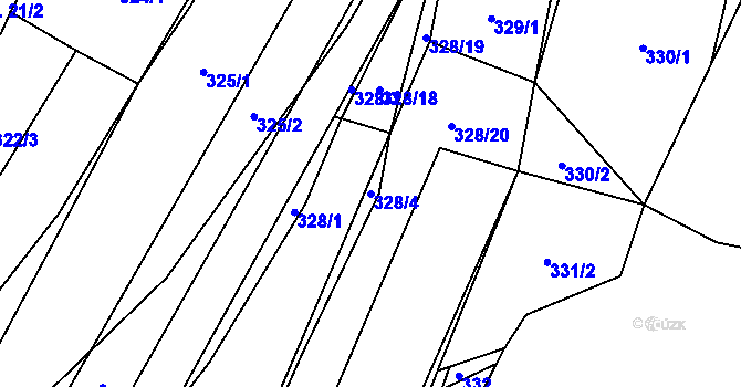 Parcela st. 328/4 v KÚ Chlebov, Katastrální mapa