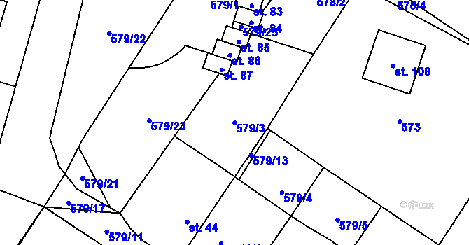 Parcela st. 579/3 v KÚ Chlebov, Katastrální mapa