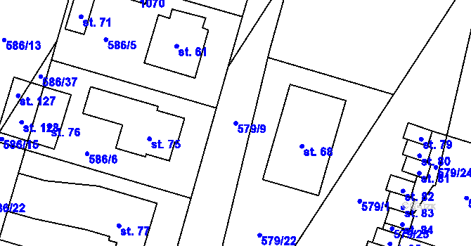 Parcela st. 579/9 v KÚ Chlebov, Katastrální mapa
