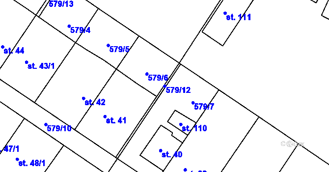 Parcela st. 579/12 v KÚ Chlebov, Katastrální mapa