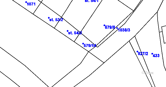 Parcela st. 579/14 v KÚ Chlebov, Katastrální mapa