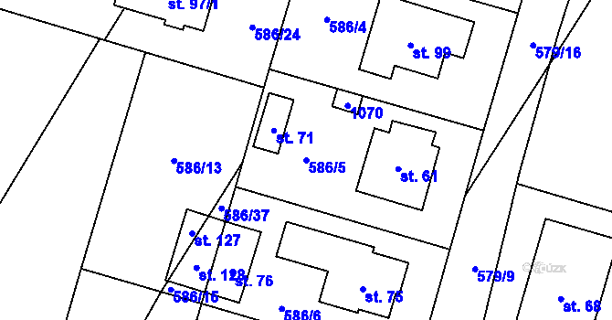 Parcela st. 586/5 v KÚ Chlebov, Katastrální mapa