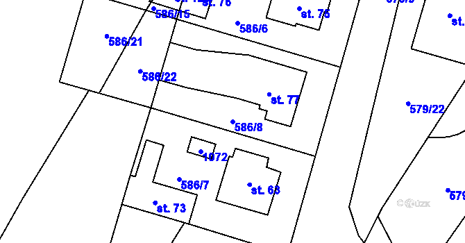 Parcela st. 586/8 v KÚ Chlebov, Katastrální mapa