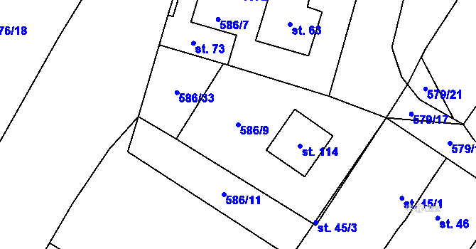 Parcela st. 586/9 v KÚ Chlebov, Katastrální mapa