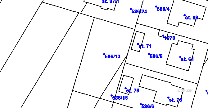 Parcela st. 586/13 v KÚ Chlebov, Katastrální mapa