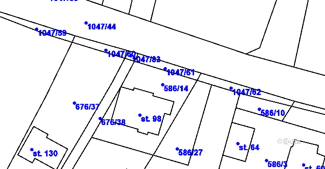 Parcela st. 586/14 v KÚ Chlebov, Katastrální mapa