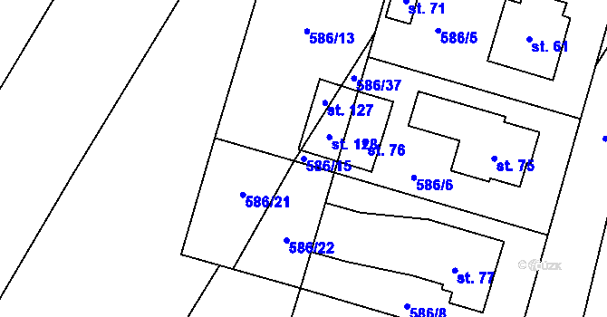Parcela st. 586/15 v KÚ Chlebov, Katastrální mapa