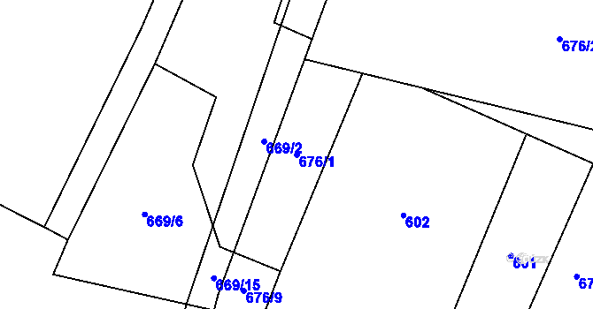 Parcela st. 676/1 v KÚ Chlebov, Katastrální mapa