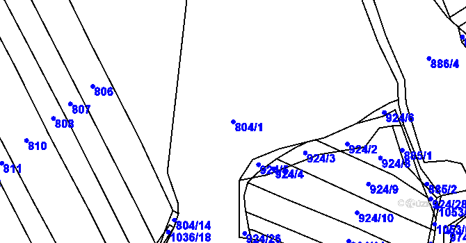 Parcela st. 804/1 v KÚ Chlebov, Katastrální mapa