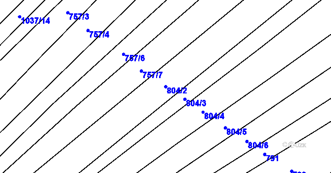 Parcela st. 804/2 v KÚ Chlebov, Katastrální mapa