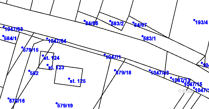 Parcela st. 1047/1 v KÚ Chlebov, Katastrální mapa