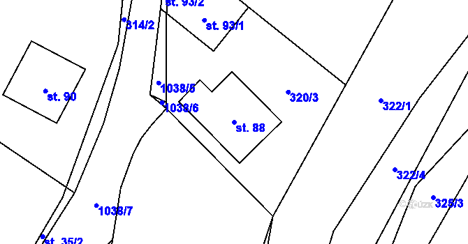 Parcela st. 88 v KÚ Chlebov, Katastrální mapa