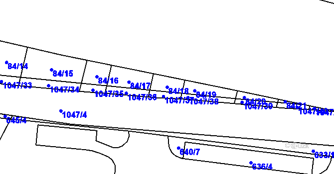 Parcela st. 84/18 v KÚ Chlebov, Katastrální mapa