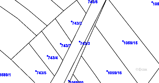 Parcela st. 743/3 v KÚ Chlebov, Katastrální mapa