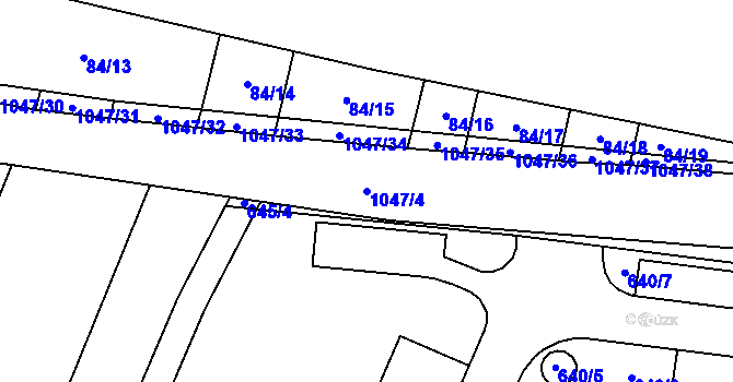 Parcela st. 1047/4 v KÚ Chlebov, Katastrální mapa