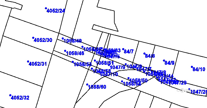 Parcela st. 1047/5 v KÚ Chlebov, Katastrální mapa