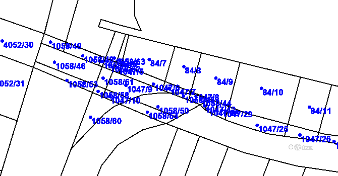 Parcela st. 1047/7 v KÚ Chlebov, Katastrální mapa