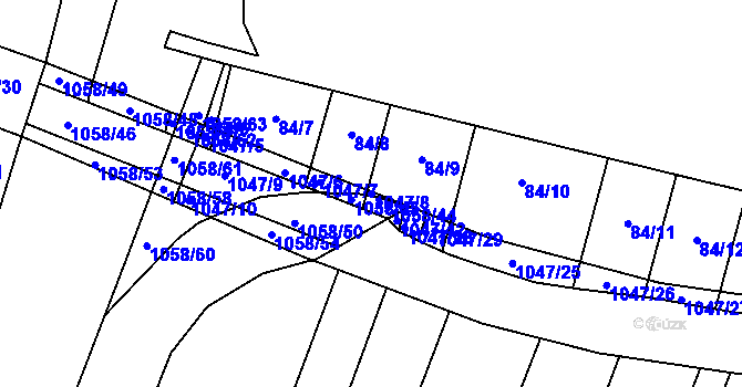 Parcela st. 1047/8 v KÚ Chlebov, Katastrální mapa