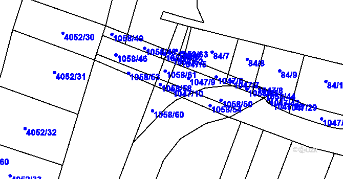 Parcela st. 1047/10 v KÚ Chlebov, Katastrální mapa