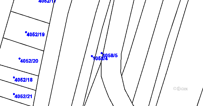 Parcela st. 1058/5 v KÚ Chlebov, Katastrální mapa