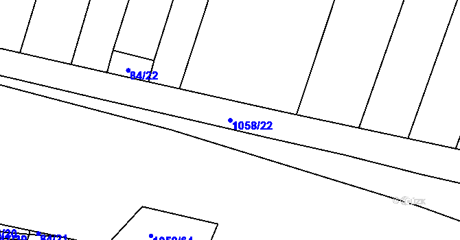 Parcela st. 1058/22 v KÚ Chlebov, Katastrální mapa