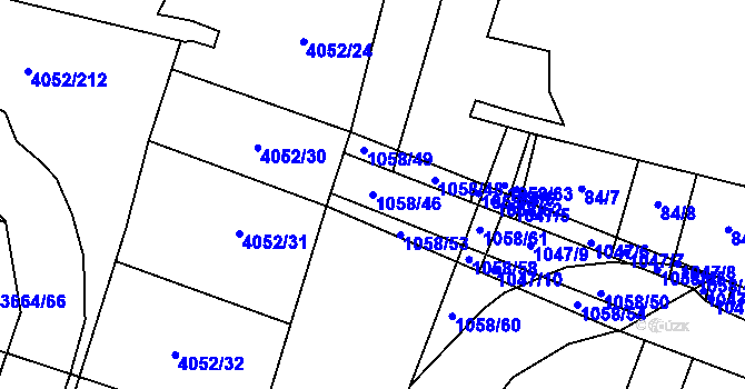 Parcela st. 1058/46 v KÚ Chlebov, Katastrální mapa