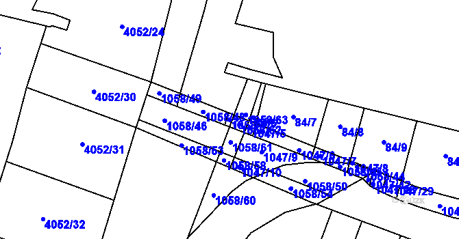 Parcela st. 1058/47 v KÚ Chlebov, Katastrální mapa