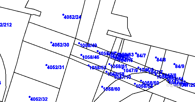 Parcela st. 1058/48 v KÚ Chlebov, Katastrální mapa
