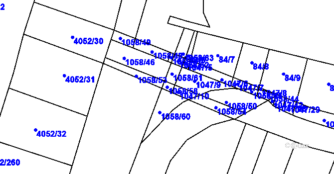 Parcela st. 1058/58 v KÚ Chlebov, Katastrální mapa