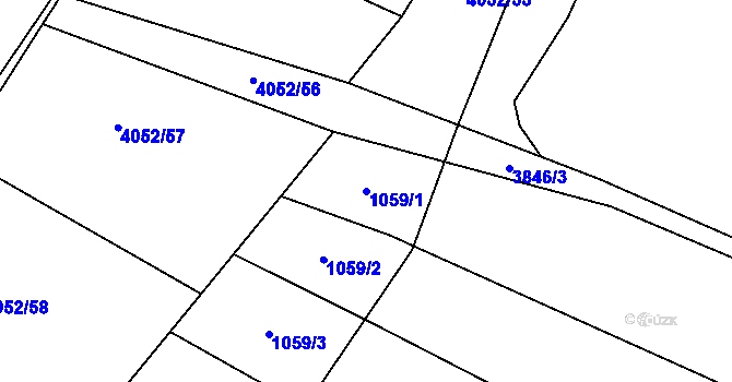 Parcela st. 1059/1 v KÚ Chlebov, Katastrální mapa