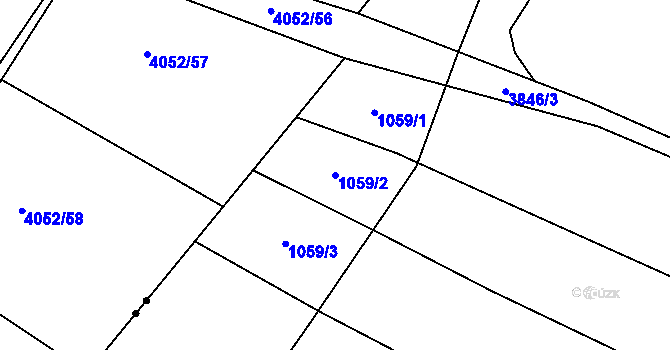 Parcela st. 1059/2 v KÚ Chlebov, Katastrální mapa