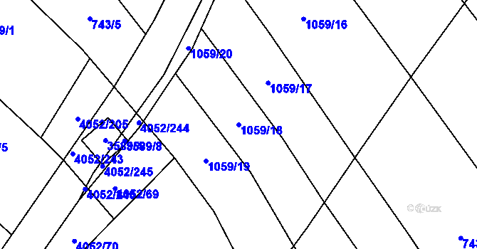 Parcela st. 1059/18 v KÚ Chlebov, Katastrální mapa