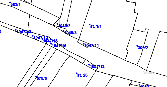 Parcela st. 1047/11 v KÚ Chlebov, Katastrální mapa
