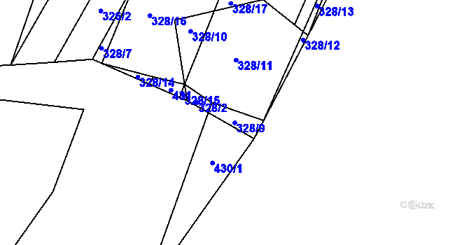 Parcela st. 328/9 v KÚ Chlebov, Katastrální mapa