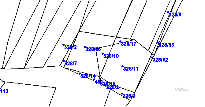 Parcela st. 328/10 v KÚ Chlebov, Katastrální mapa