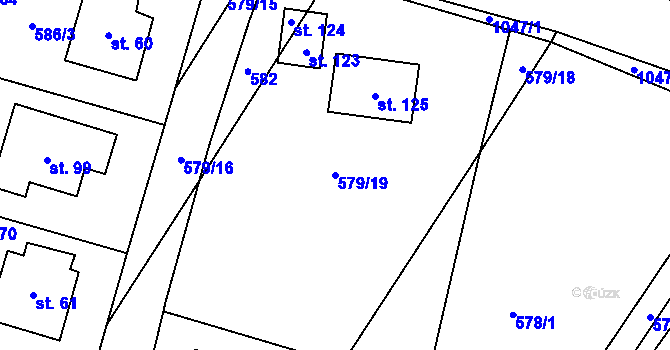 Parcela st. 579/19 v KÚ Chlebov, Katastrální mapa
