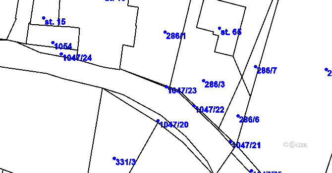 Parcela st. 1047/23 v KÚ Chlebov, Katastrální mapa