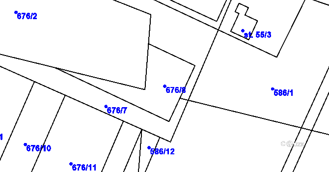 Parcela st. 676/8 v KÚ Chlebov, Katastrální mapa