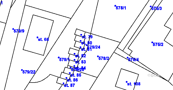 Parcela st. 579/24 v KÚ Chlebov, Katastrální mapa
