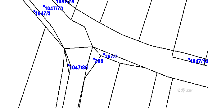 Parcela st. 367/7 v KÚ Chlebov, Katastrální mapa