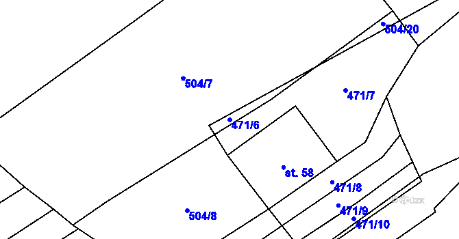 Parcela st. 471/6 v KÚ Chlebov, Katastrální mapa