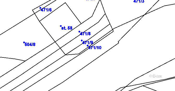 Parcela st. 471/10 v KÚ Chlebov, Katastrální mapa