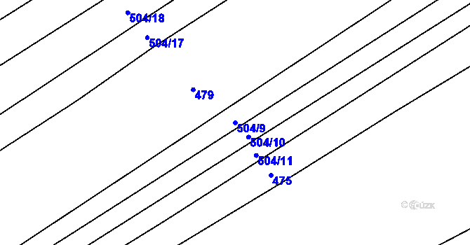 Parcela st. 504/9 v KÚ Chlebov, Katastrální mapa