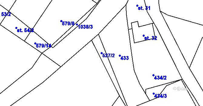 Parcela st. 527/2 v KÚ Chlebov, Katastrální mapa