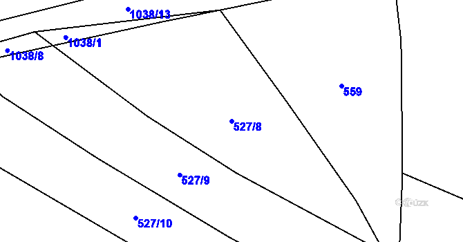 Parcela st. 527/8 v KÚ Chlebov, Katastrální mapa